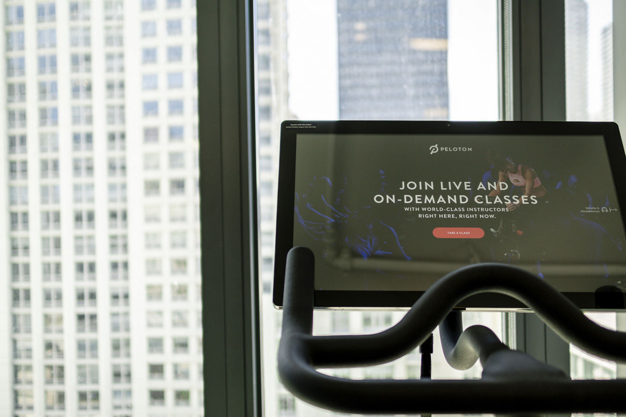 Peloton screen overlooking a city | Blog | Greystar